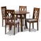 Baxton Studio Pia Grey Upholstered and Walnut Wood 5-Piece Dining Set 170-9878-10895 - alternate 9